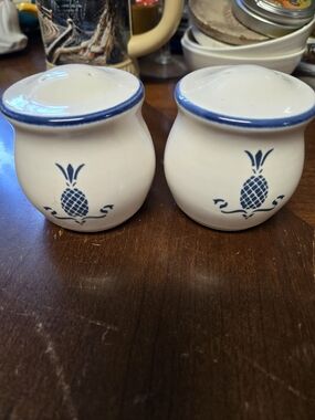 Blue Pineapple Ceramic Salt and Pepper Shakers